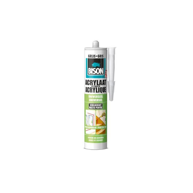 Bison acrylaatkit snelhardend elastisch grijs 310ml