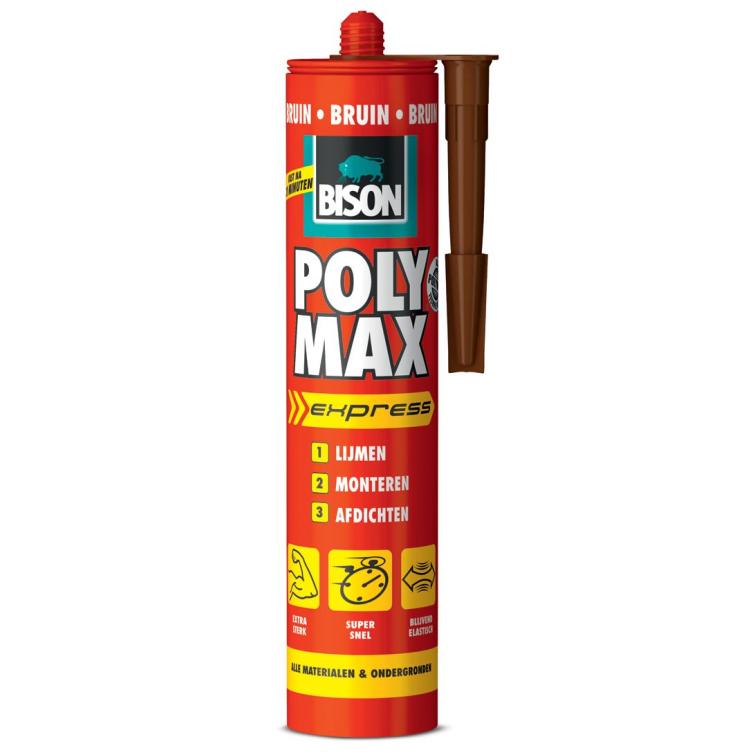 Bison universele montage lijm elastisch bruin 425gr
