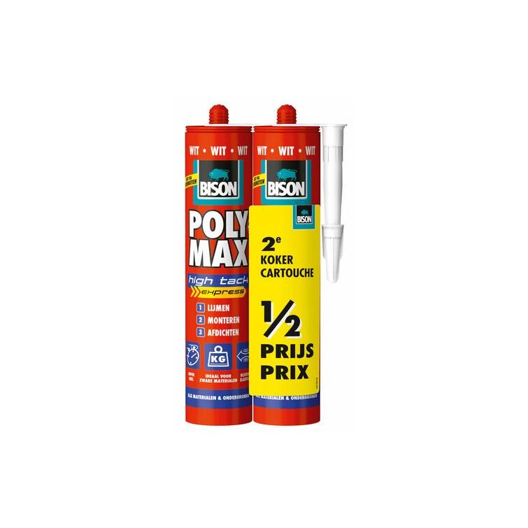 Bison Poly Max High Tack Express wit 425gr 2 stuks