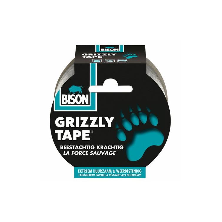 Bison Grizzly tape zilver 50mmx25m
