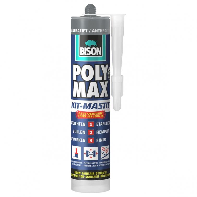 Bison Poly Max Sealant afdichtingskit elastisch antraciet 280ml
