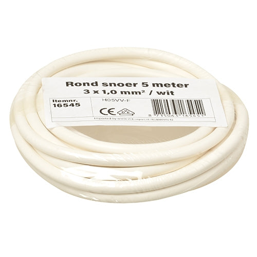 3 x 1 mm² rond snoer wit 5 meter