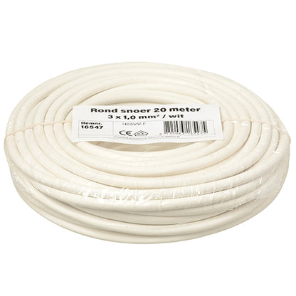 3 x 1 mm² rond snoer wit 20 meter