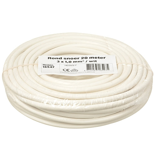 3 x 1 mm² rond snoer wit 20 meter