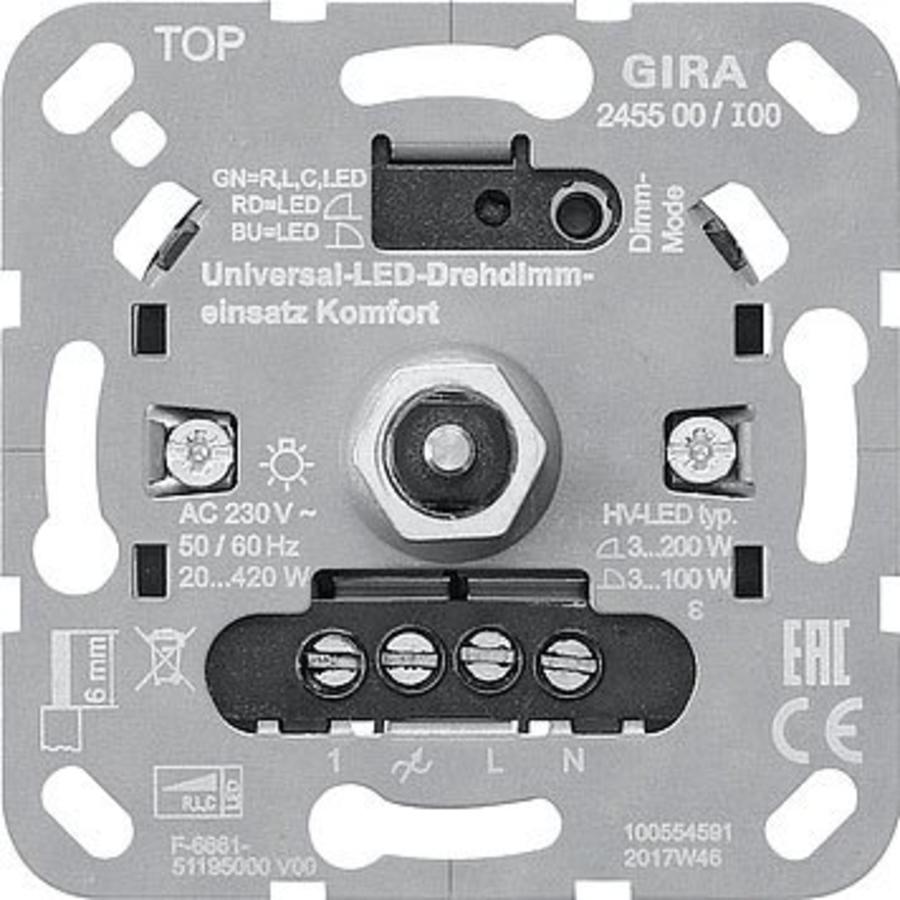 LED draaidimmer comfort 3-100W + neveningang inb.