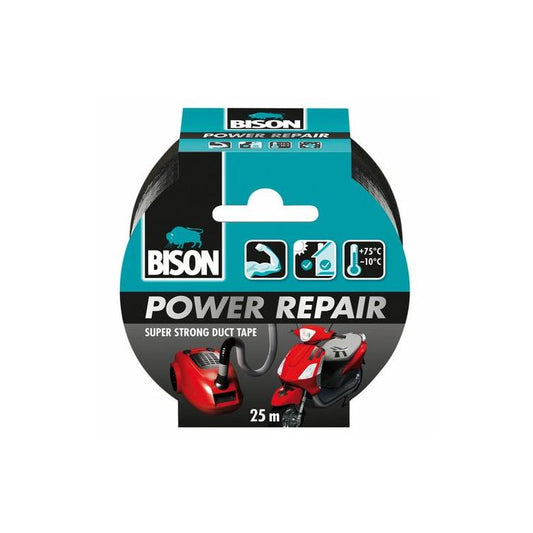Bison Power Repair tape zwart 50mmx25m