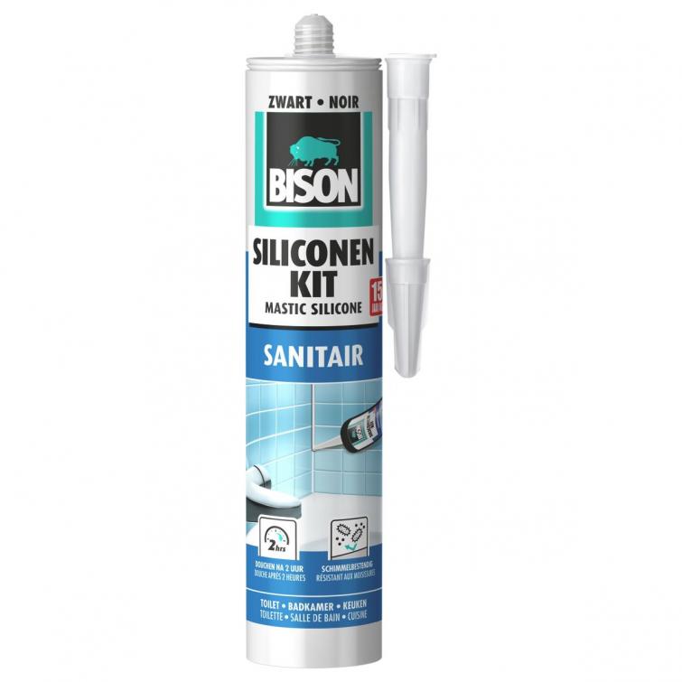 Bison Sanitair siliconenkit elastisch zwart 300ml
