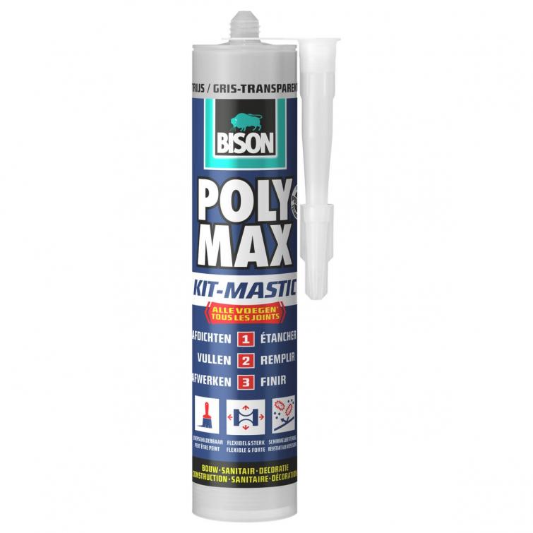 Bison Poly Max Sealant afdichtingskit elastisch transparant grijs 280ml